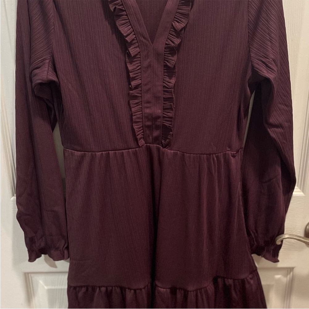 Women's Plum Ruffle-Trim Mini Dress